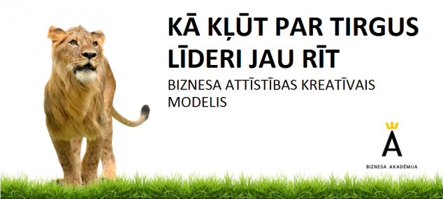 3 mēnešu (oktobris – decembris) biznesa apmācību programma “KĀ KĻŪT PAR TIRGUS LĪDERI. Biznesa attīstības kreatīvais modelis”